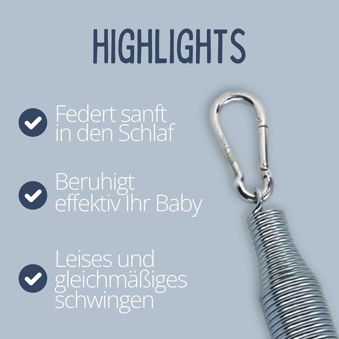 Schwingfeder-Set für Babywiege mit Karabinern