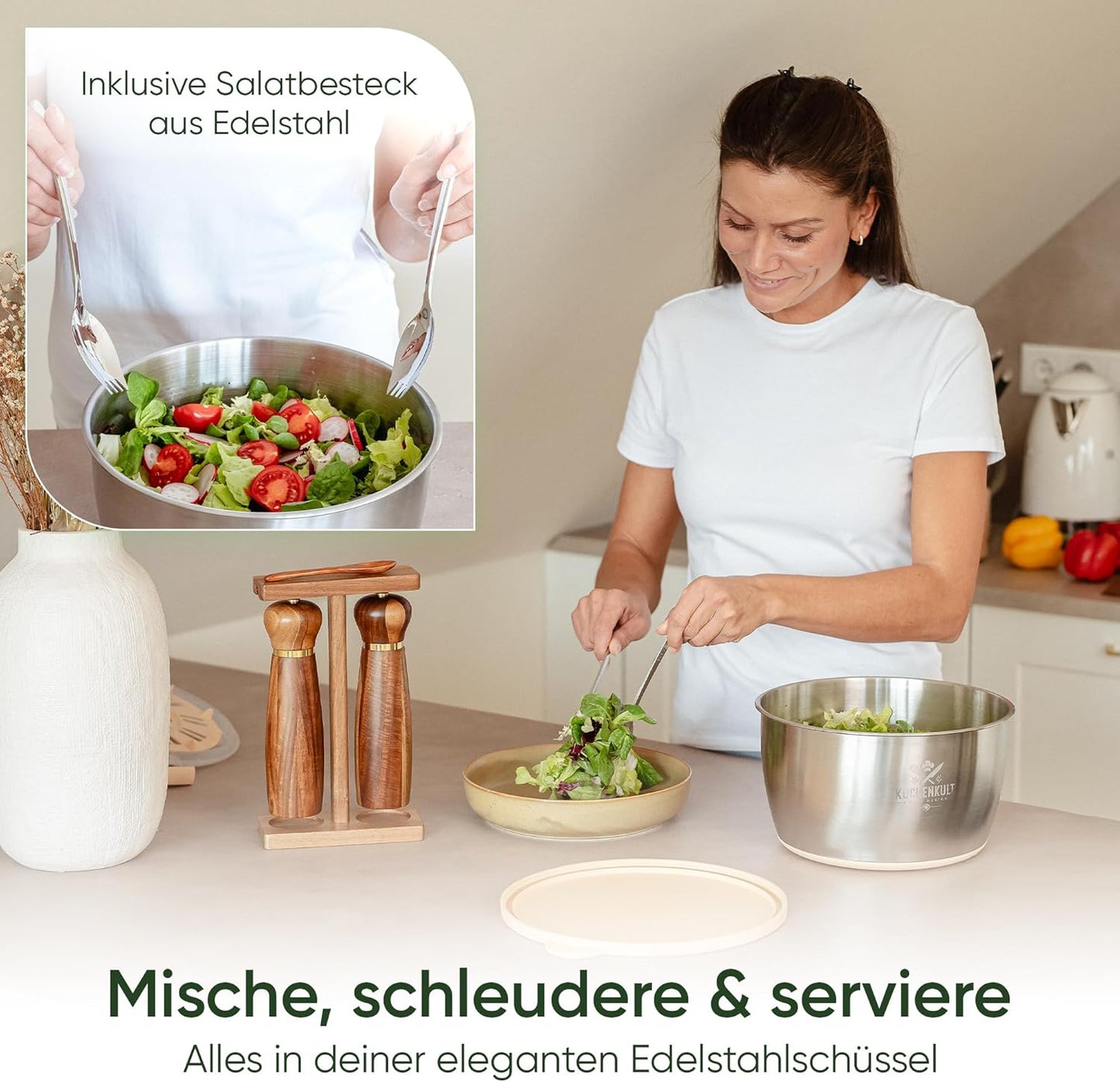 Salatschleuder mit Frischhaltedeckel
