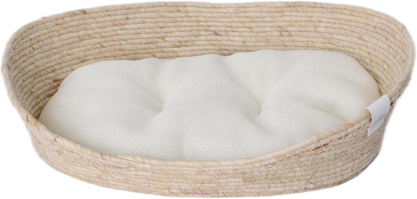 Premium Lovely Kuschelbett für Haustiere, Weiß/Beige L 58 x B 48 x H 18 cm