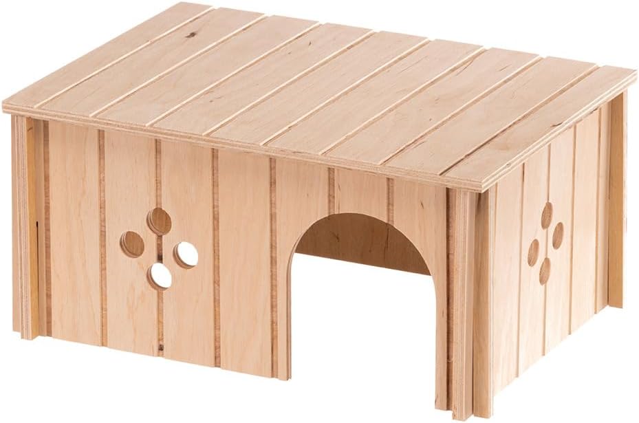 Kaninchenhaus SIN 4646 mit Flachdach und Belüftungslöchern, 33 x 23,6 x h 16 cm.