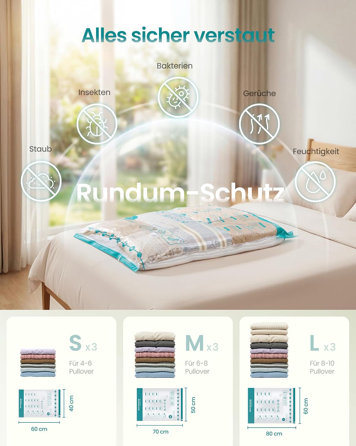 9-teiliges Vakuumbeutel-Set mit elektrischer Pumpe, 9 Beutel (3S+3M+3L)