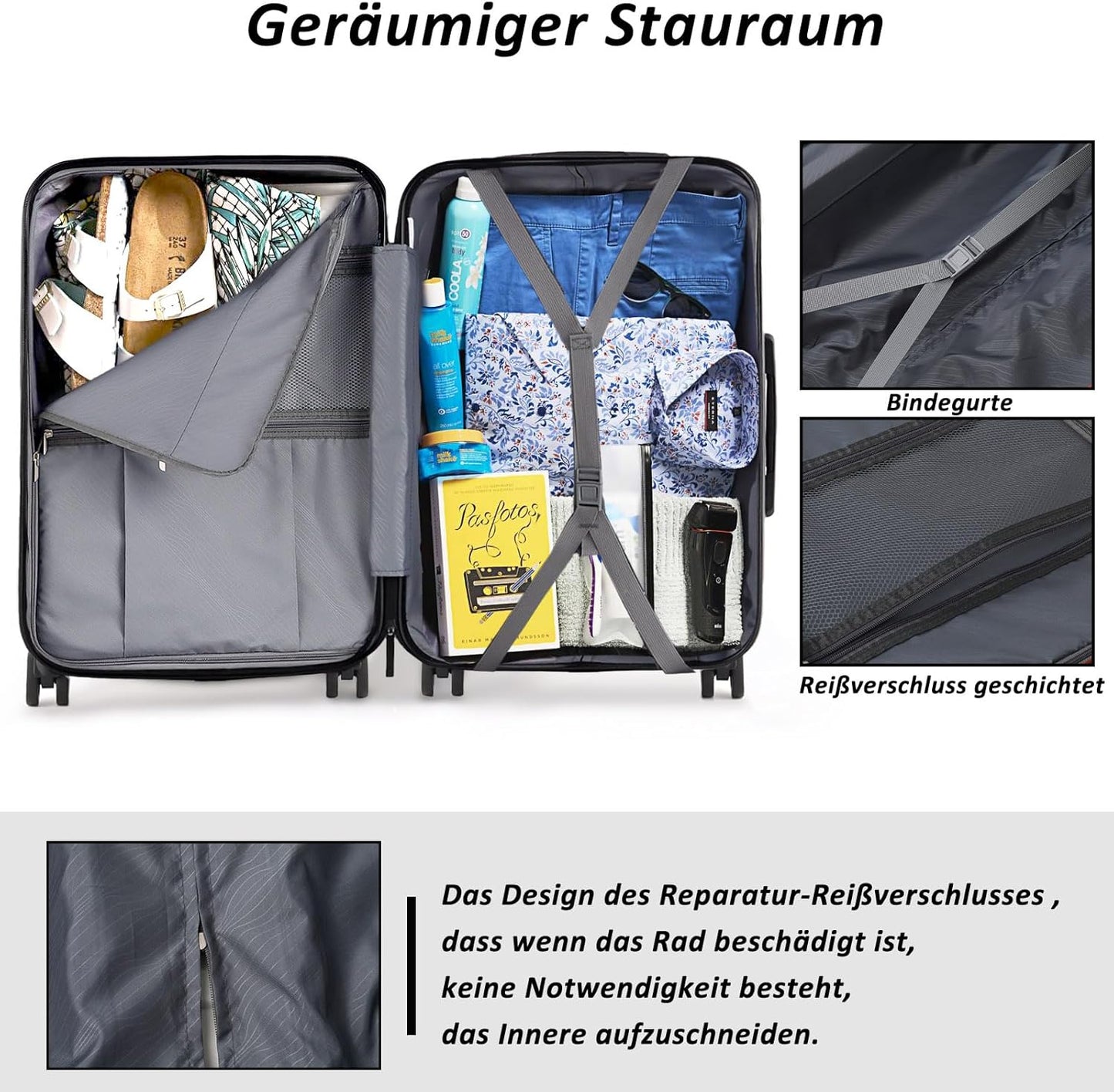 Handgepäck-Hartschalenkoffer, Dunkelgrau M (20 Zoll)