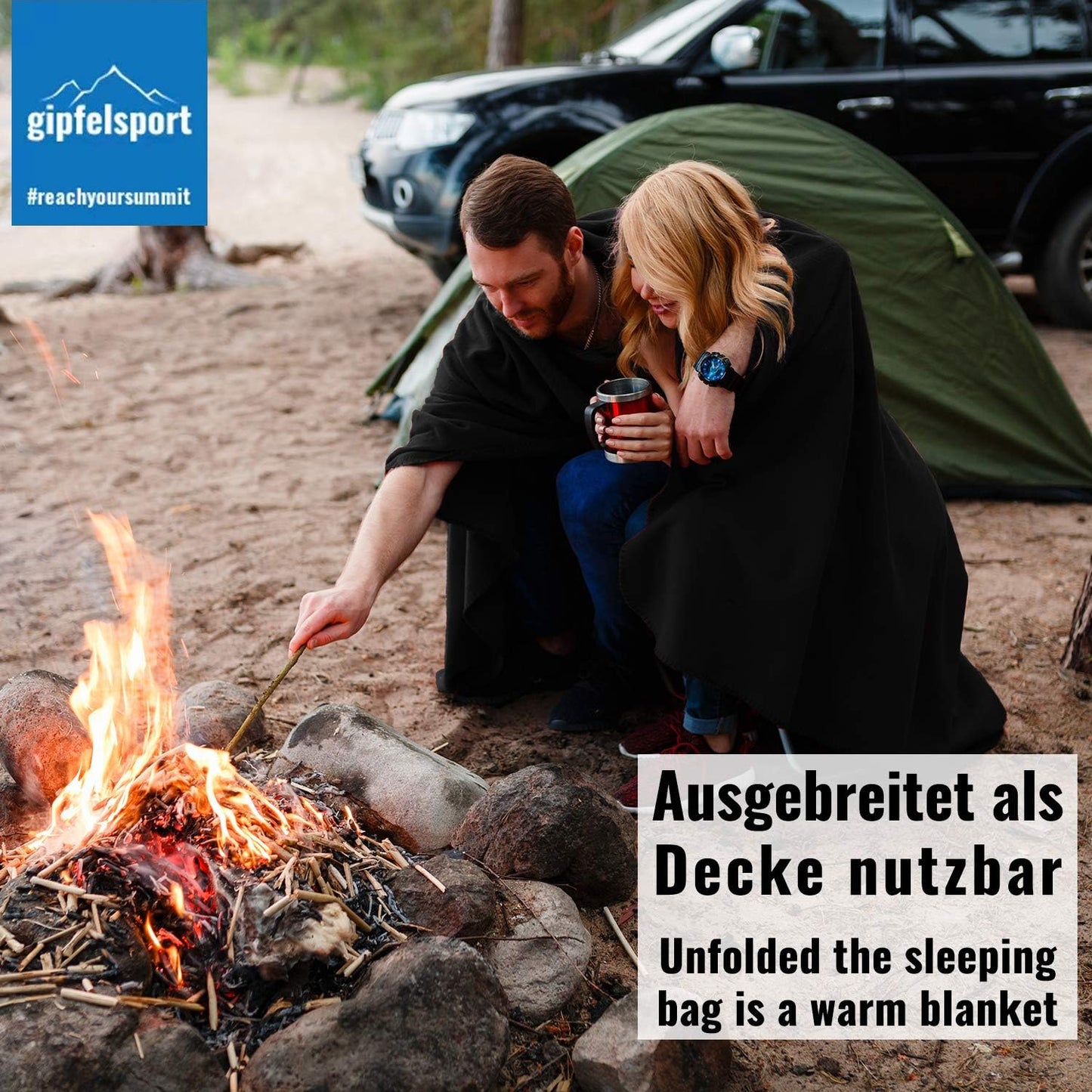 Decke mit Schlafsackfunktion, Schwarz