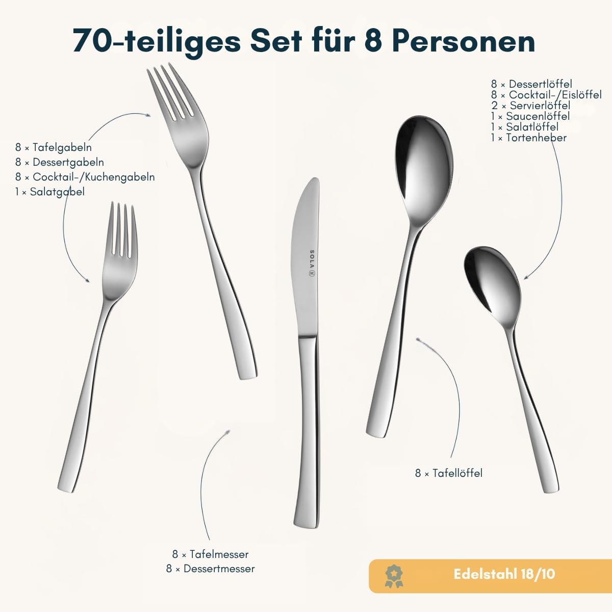 Lotus Besteck-Set für 8 Personen