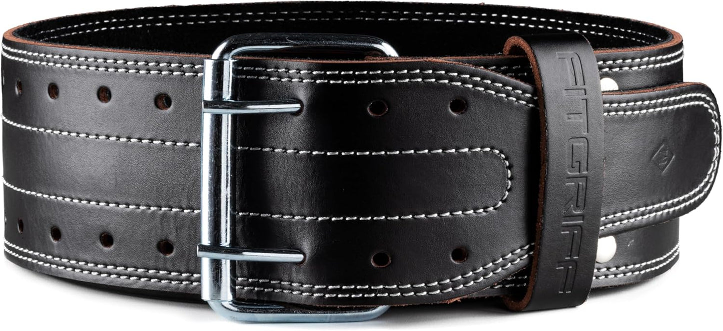 Gewichthebergürtel aus Leder für Krafttraining (85 bis 115 cm), Schwarz XL