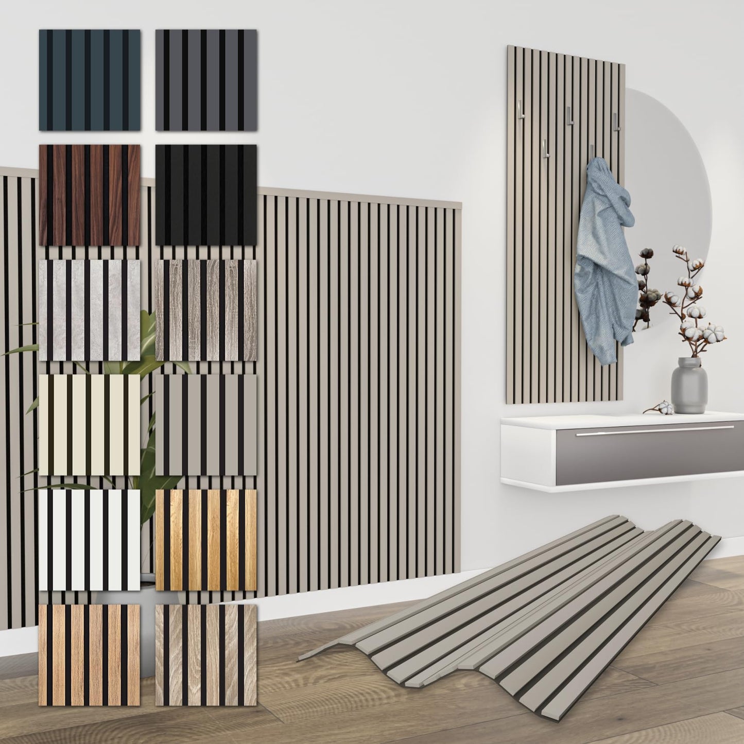 Akustikpaneele Schalldämmung 0.83m², Sandgrey 0.6W x 1.4L m