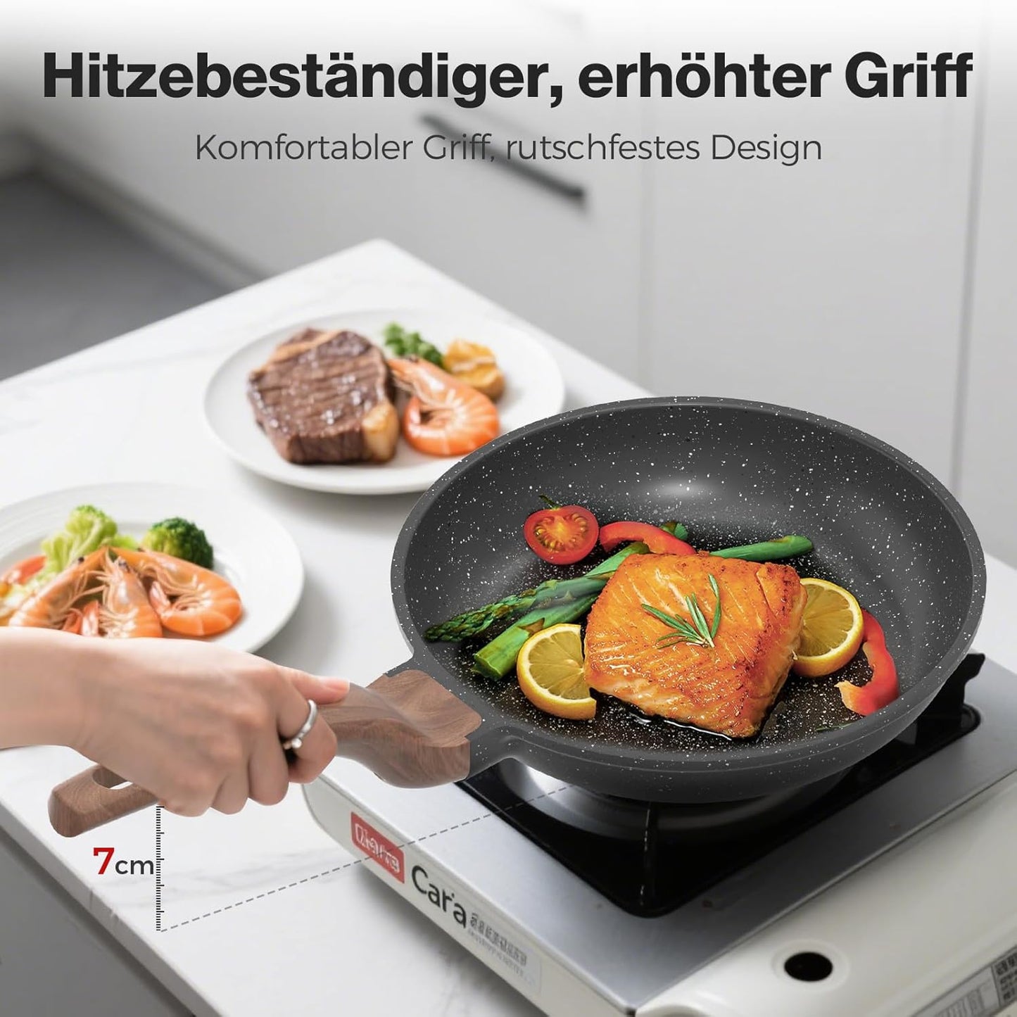 Bratpfanne mit Granit-Antihaftbeschichtung, Grau 20CM
