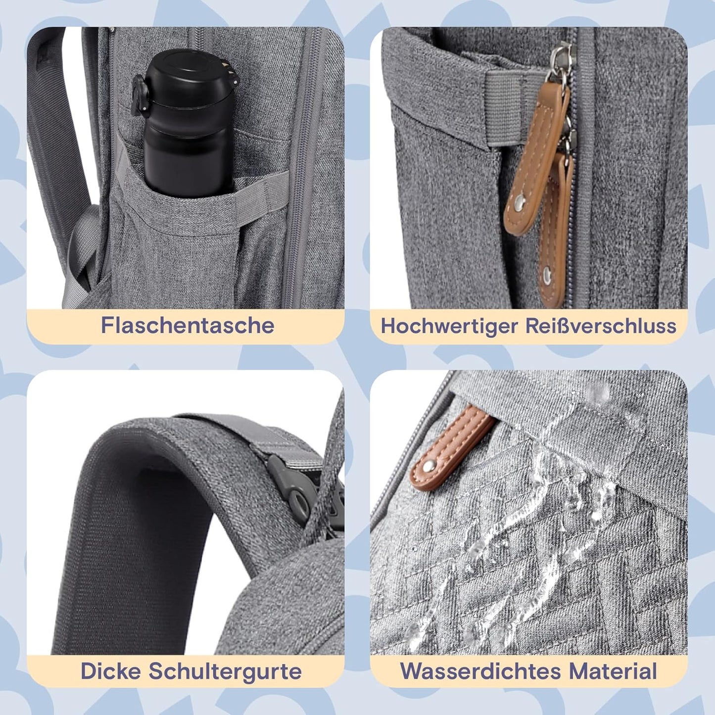 Baby-Wickelrucksack mit Wickelauflage, Grau