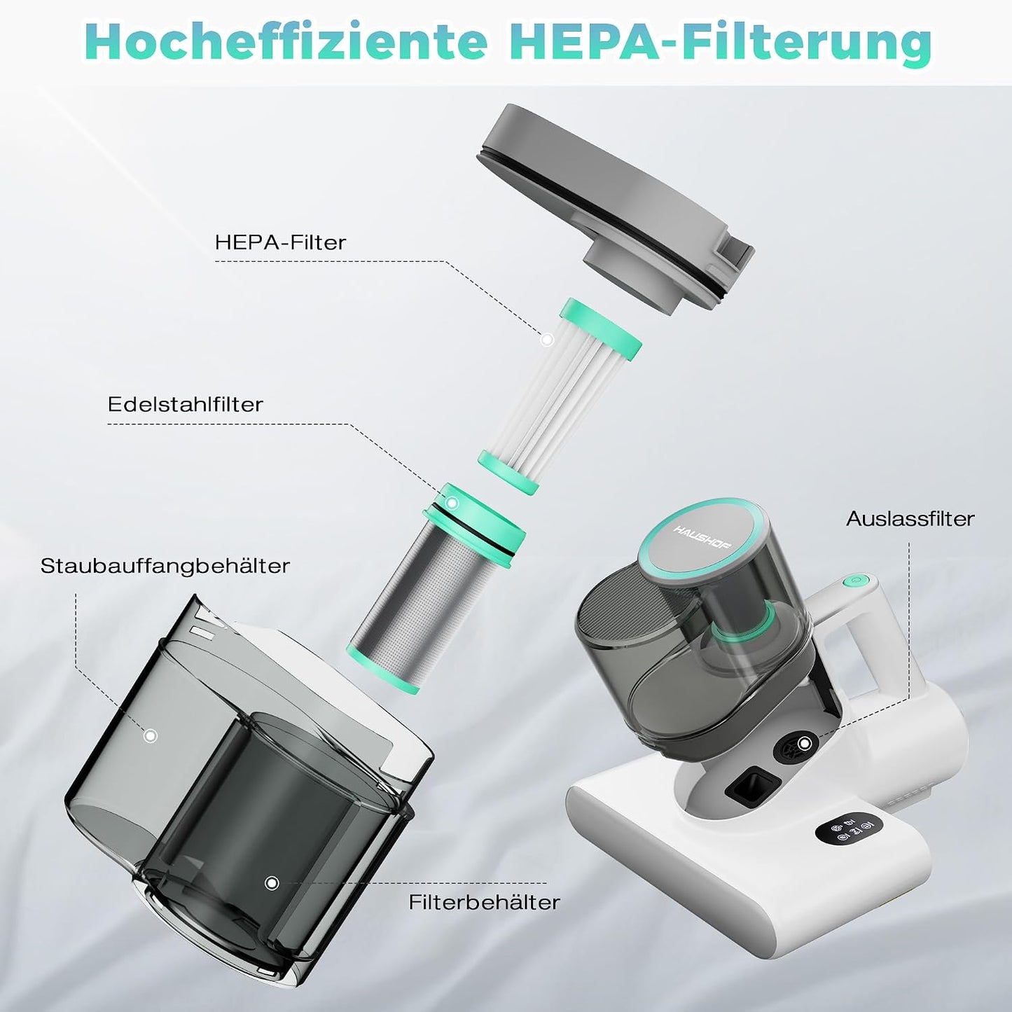 HH24146 Milbensauger mit UV-Licht & Heissluft 60℃