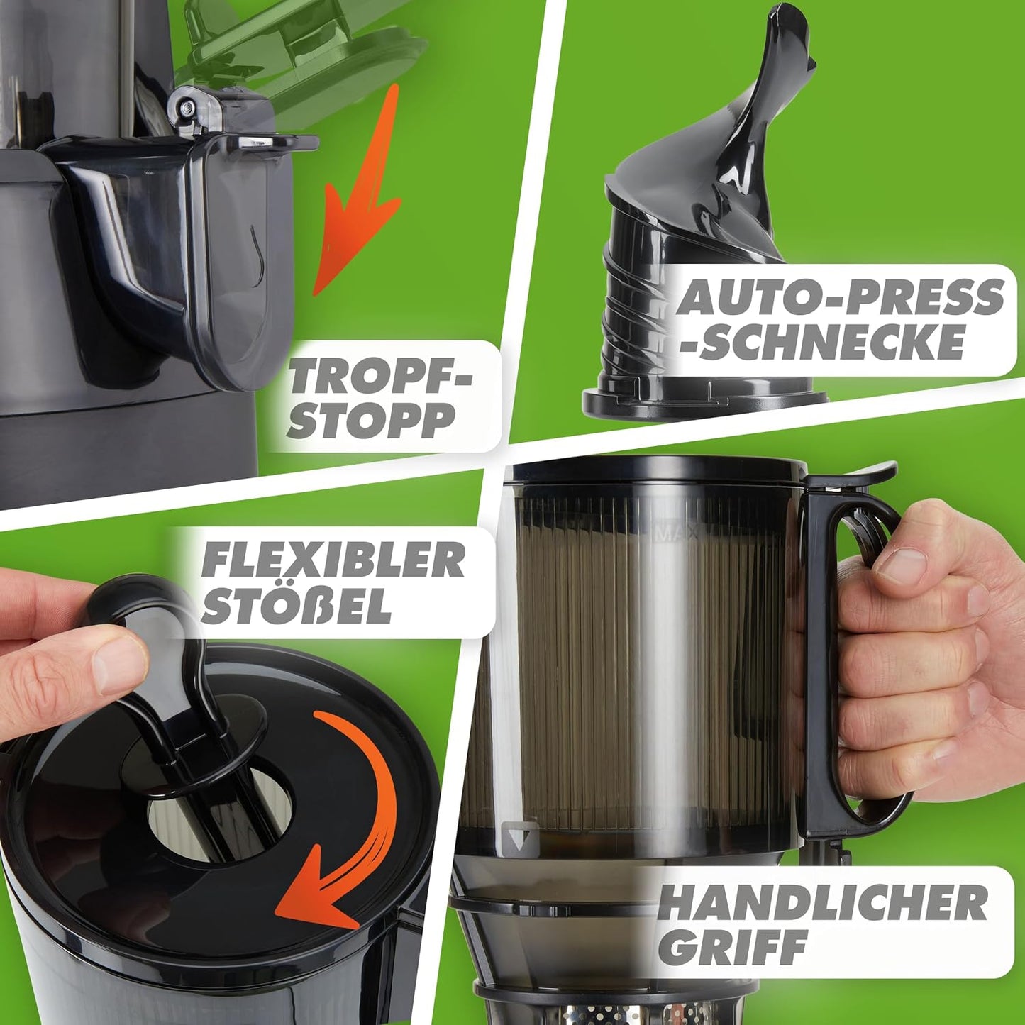 Slow Juicer, Mattschwarz 135 MM
