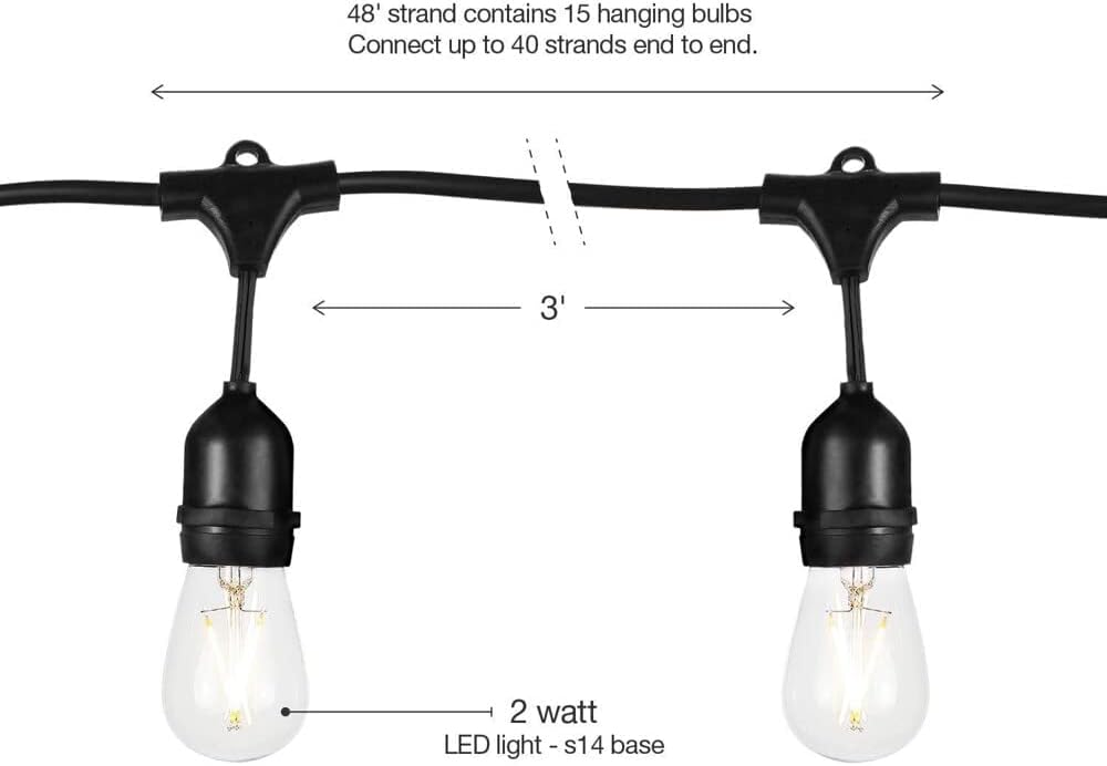 Outdoor-Lichterkette, Schwarz 10M