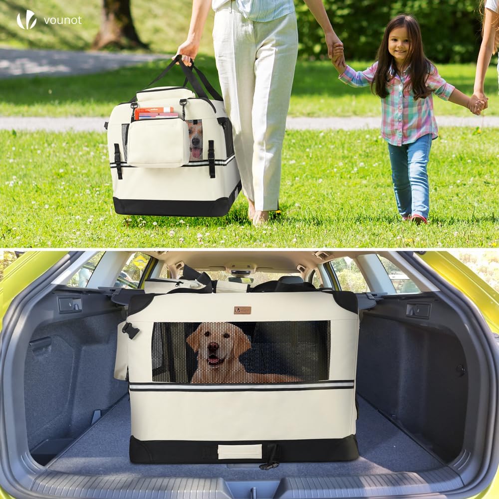 Faltbare Transportbox für Hunde und Katzen (Metallrahmen), L 70 x B 52 x H 52 cm Beige