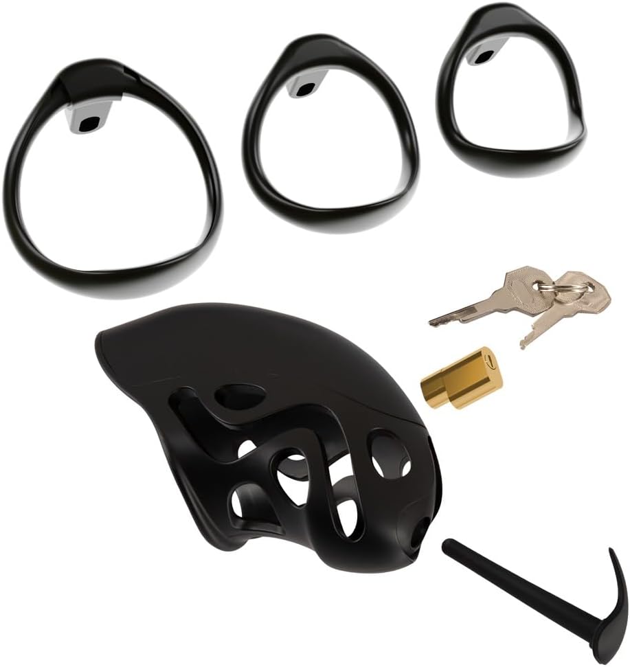 Anatomisch gebogener Peniskäfig mit Dilator, Schwarz