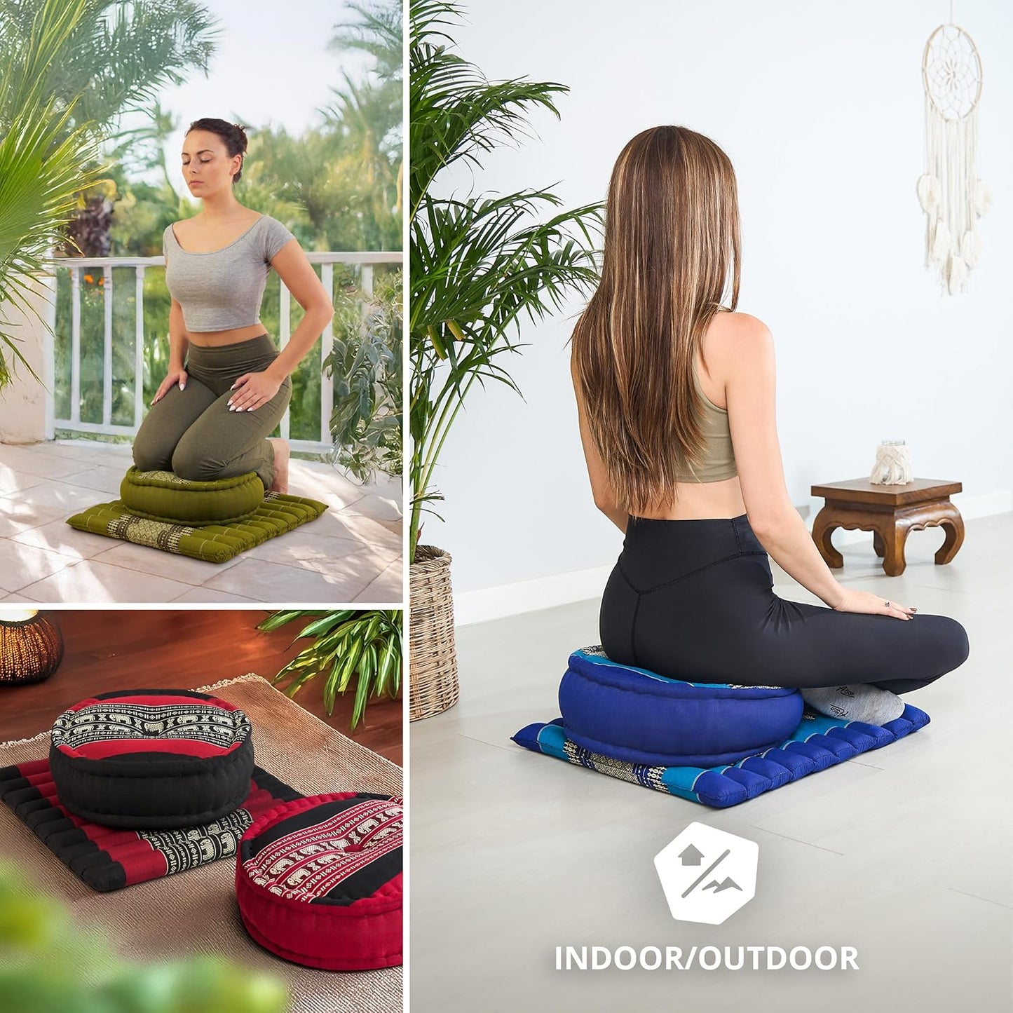 Meditationsset mit Kissen und Matte, Blau