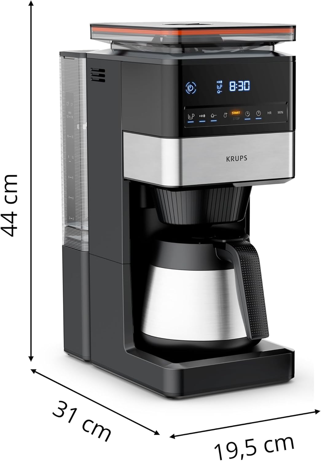Grind Aroma Filterkaffeemaschine mit Kegelmahlwerk, 1,25 L Edelstahl