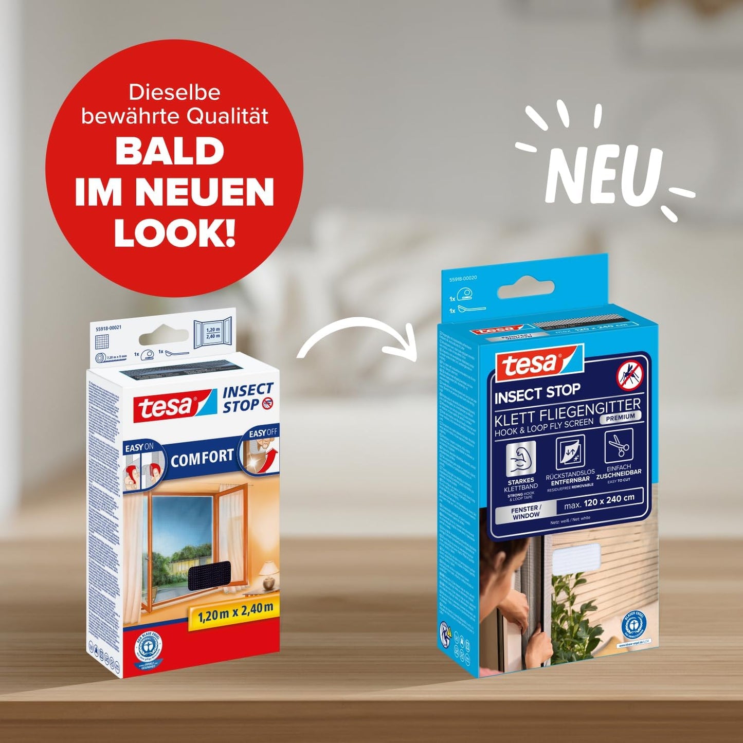 Comfort Insect Stop Fliegengitter-Set (2 Stück), 1,2m:2,4m 2 Stück Anthrazit (Durchsichtig)