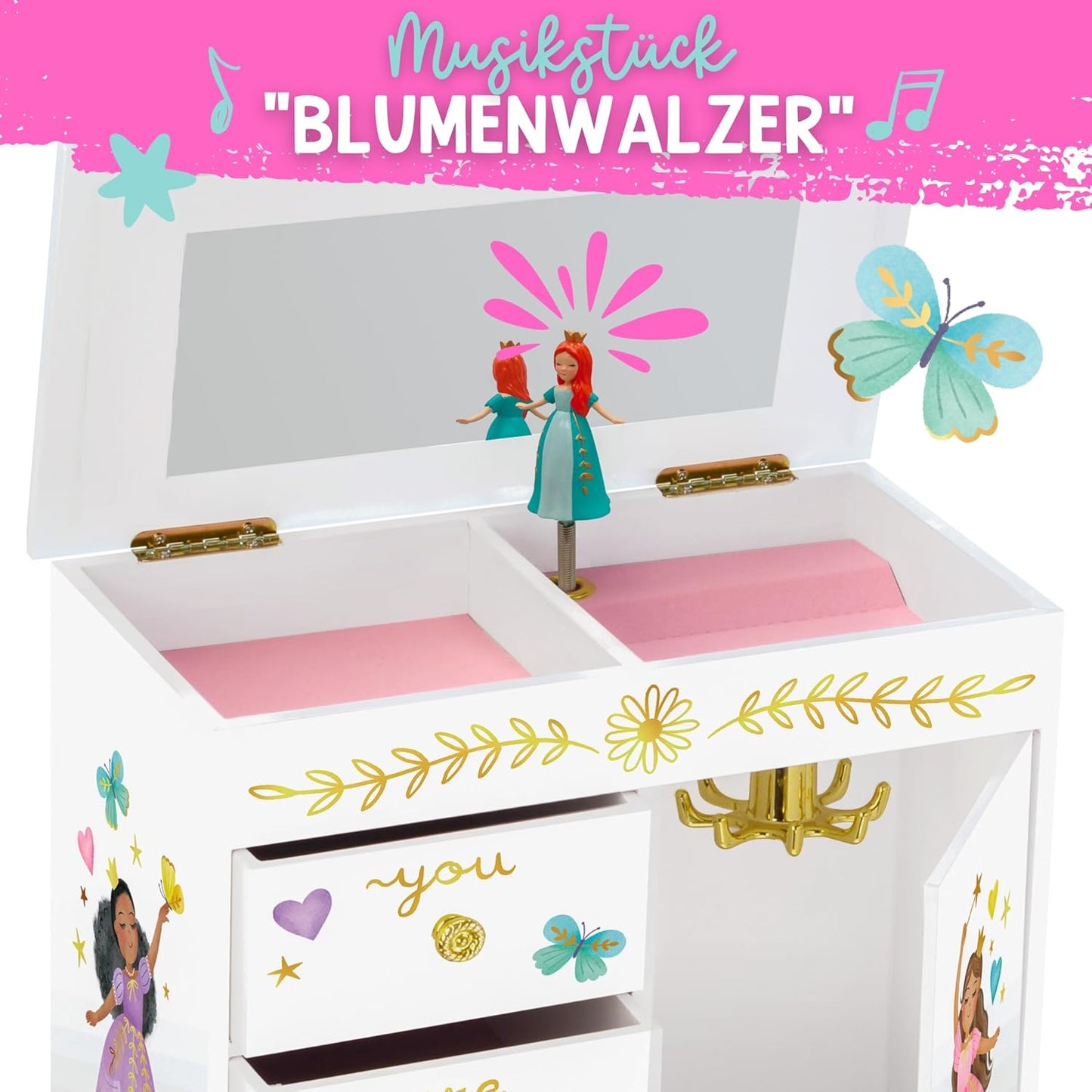 Musikalische Kinderspieluhr mit Spiegel, Perfekte Prinzessin
