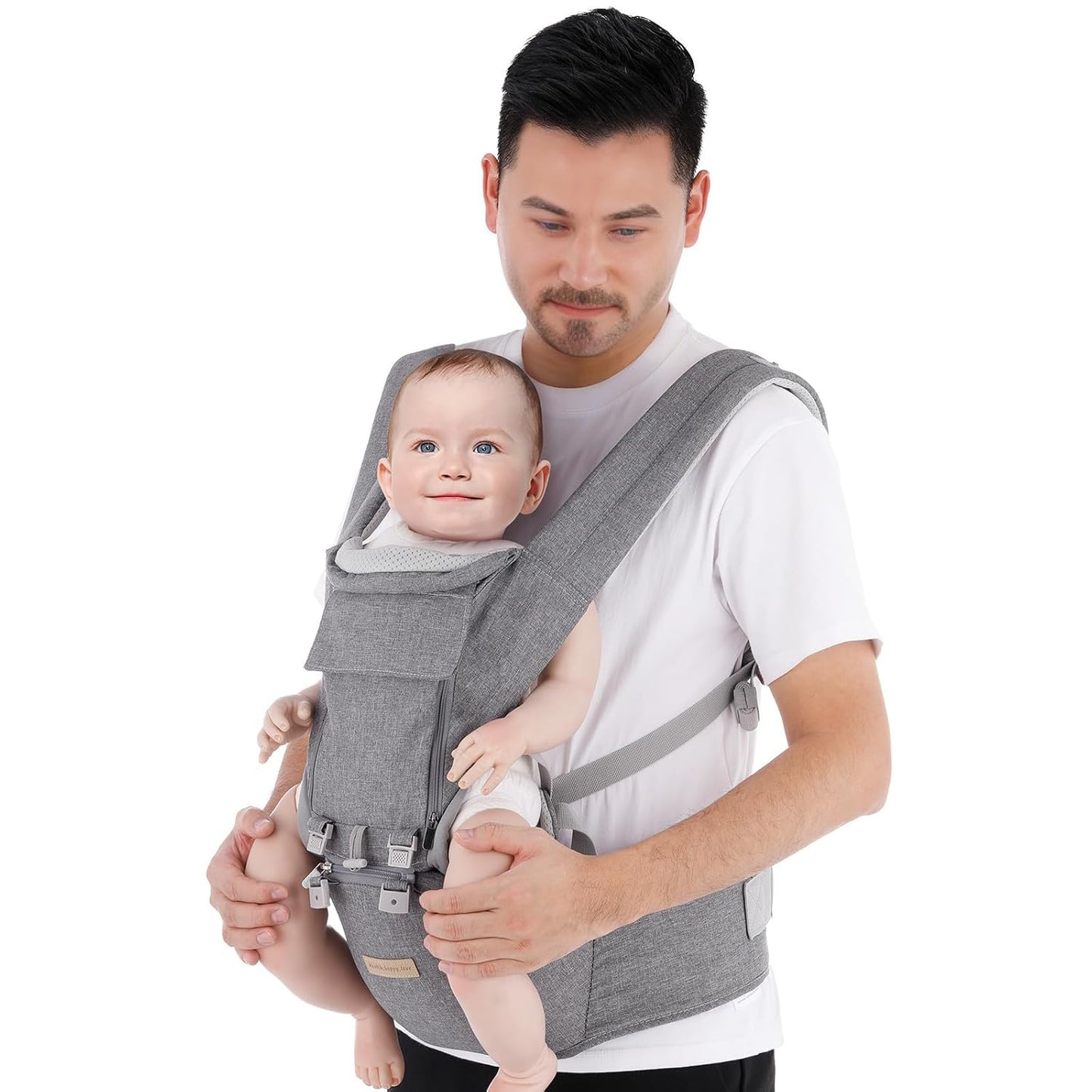 Ergonomische 9-in-1 Babytrage für Neugeborene, Grau