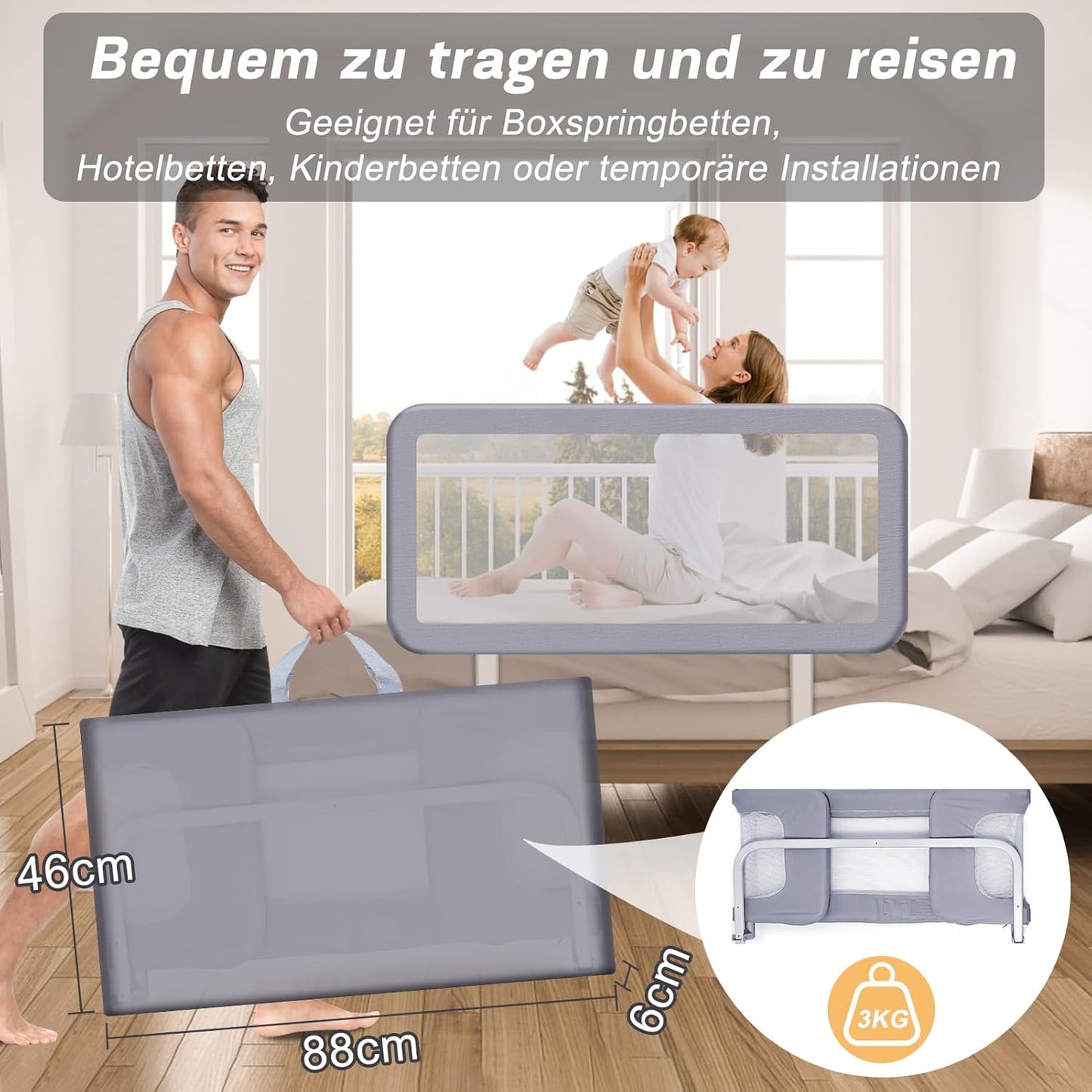 Tragbares Bettgitter, 150*42CM