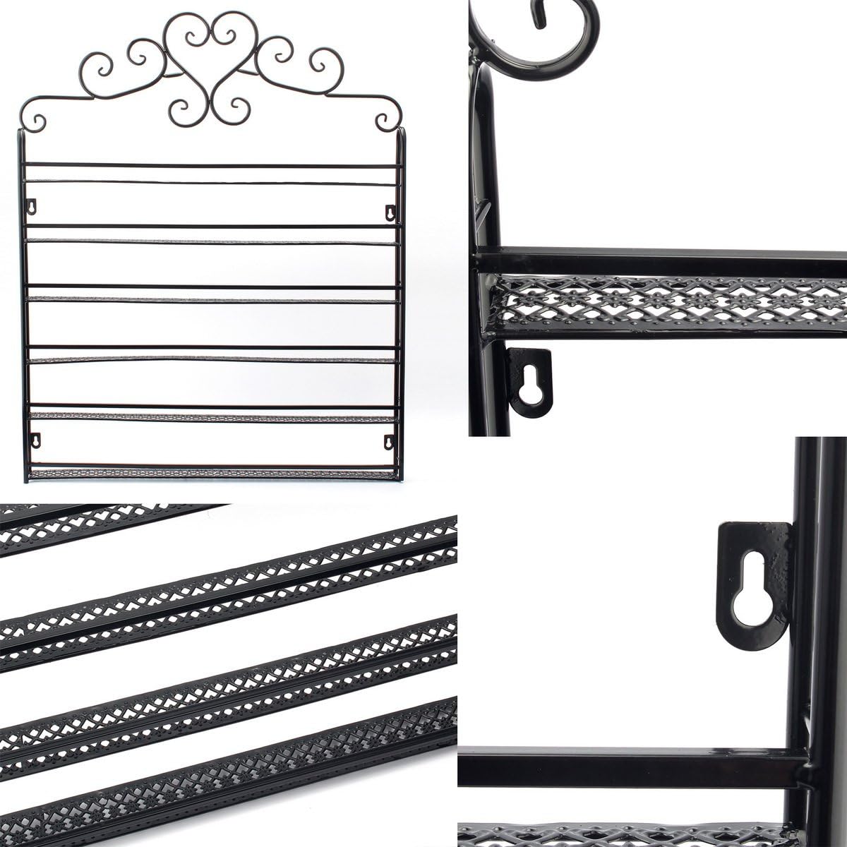 6-stufiges Metall-Nagellackregal für die Wand, Schwarz, Rot