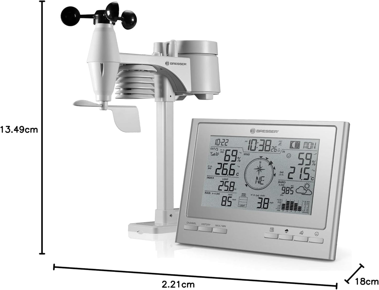 Funk Wetterstation - 7-in-1 Wetter-Center ClimateScout, silber