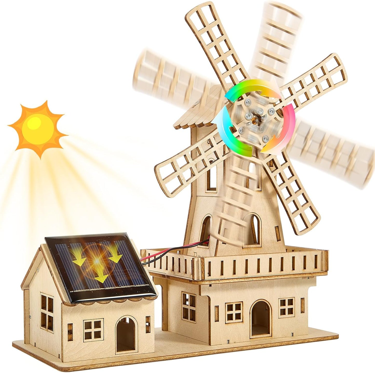 3D Holzpuzzle Windmühlenhaus, solarbetrieben