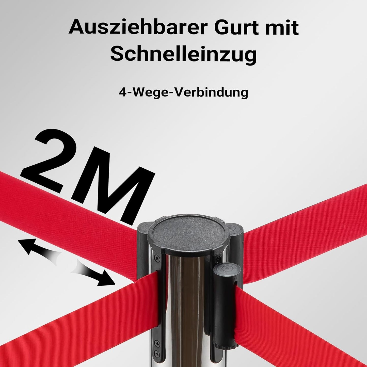 Absperrpfosten mit Zugband, Silberfarben