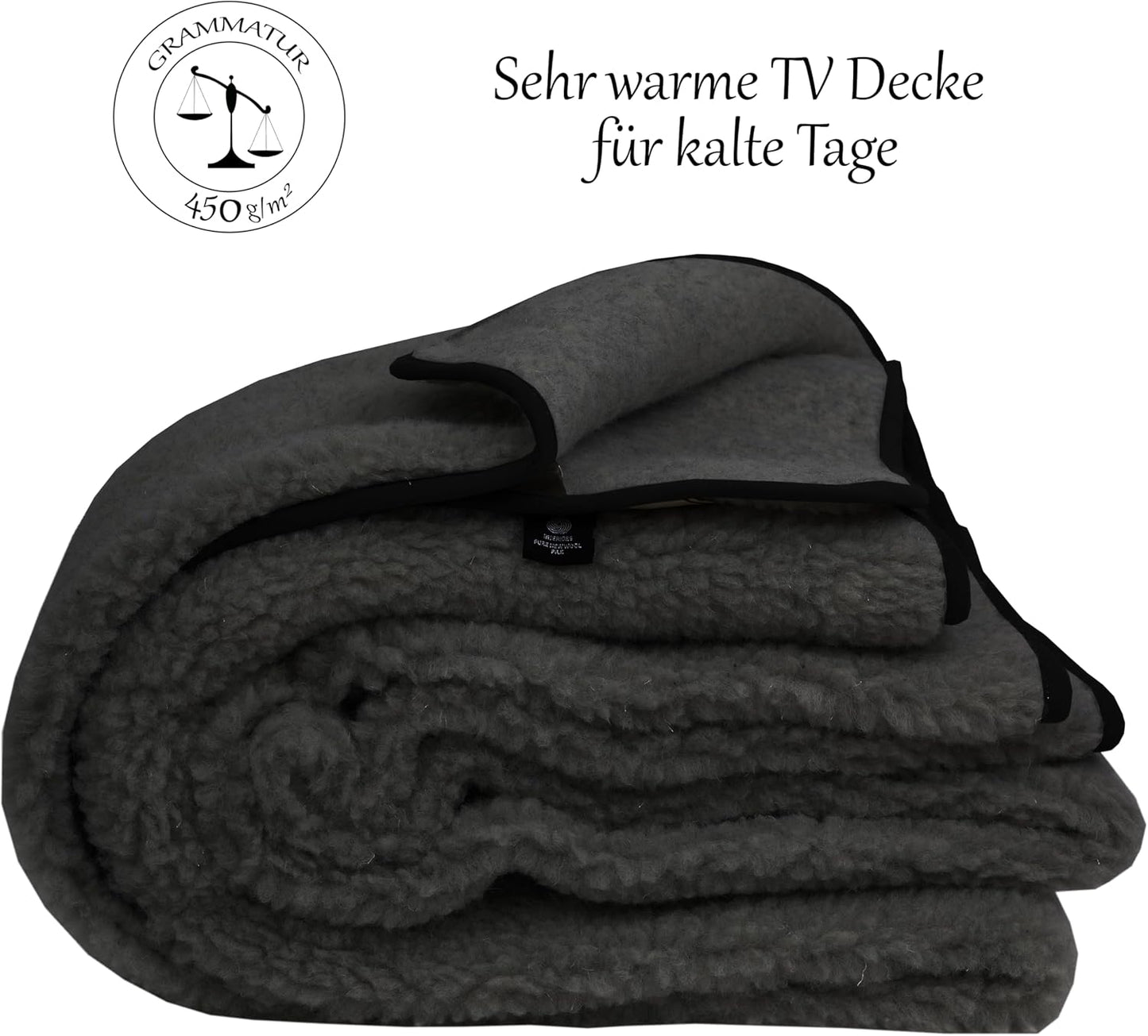 Tragbare Wolldecke mit Ärmeln und Reissverschluss, Graphit