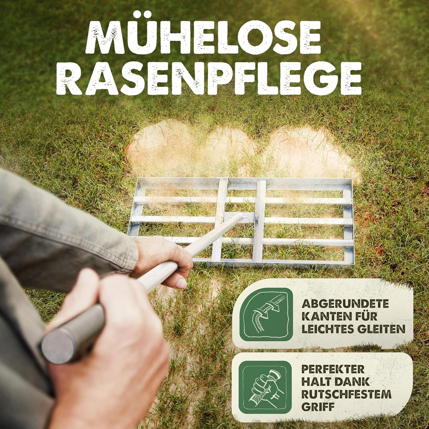 Rasenrakel mit 1,7m Stiel, 75 x 35 cm