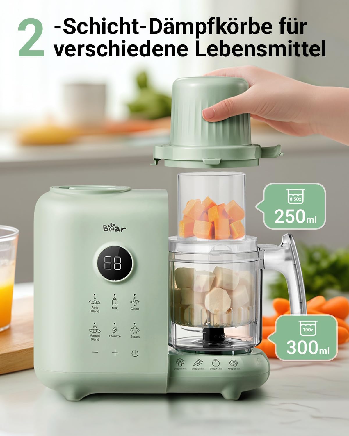 6-in-1 Babynahrungszubereiter, Grün