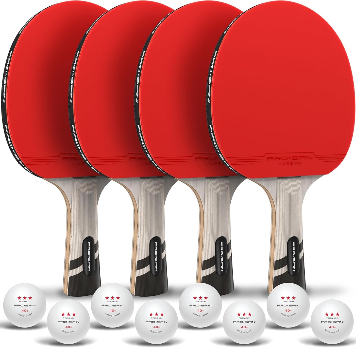 Tischtennisschläger-Set für 4 Spieler, Rot (Set für 4 Spieler)