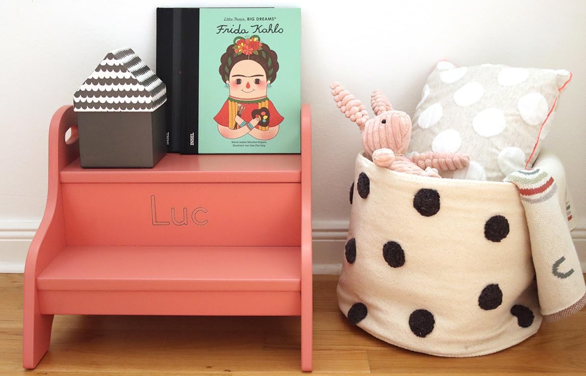 Holztritt-Hocker mit 2 Stufen für Kinder, Altrosa