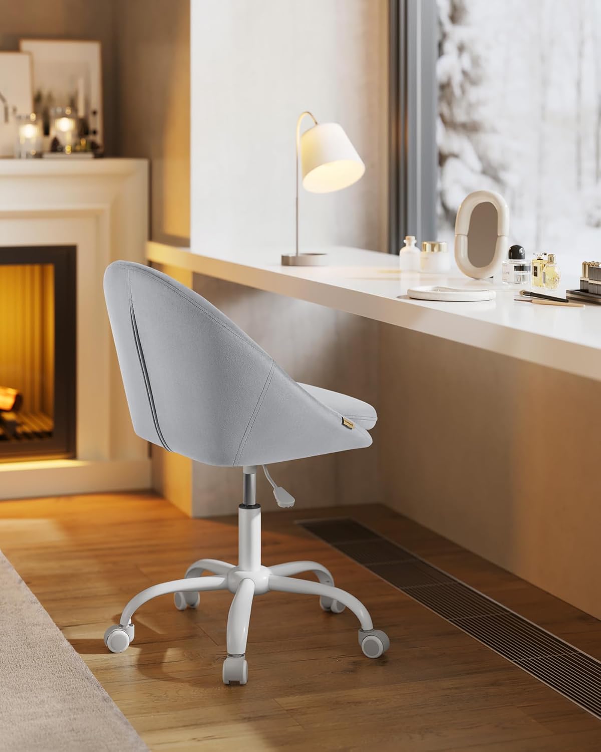 Höhenverstellbarer Homeoffice-Stuhl, Taubengrau Samt