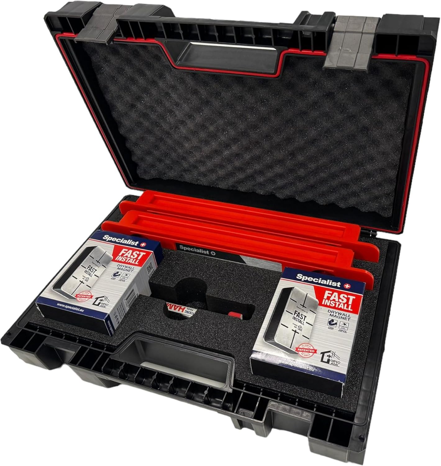 Trockenbau-Werkzeugset, x2 FAST INSTALL Magnets + x2 SPACER + HAMER
