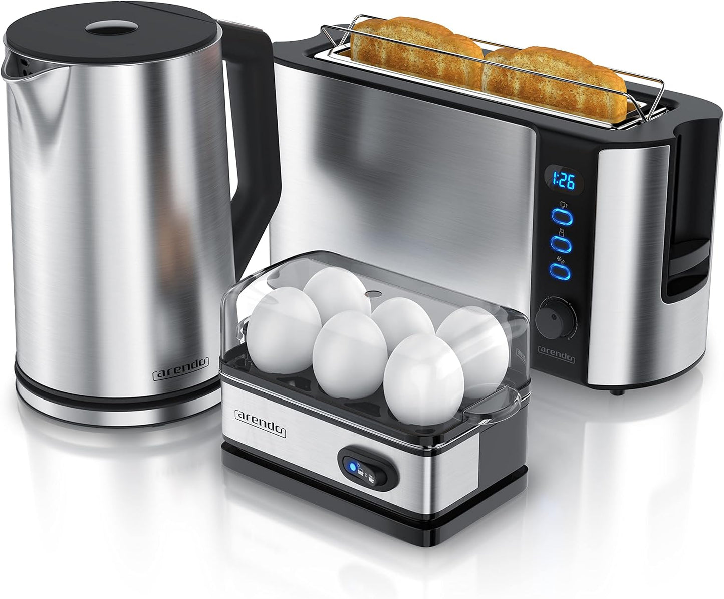 Frühstück Set - Wasserkocher, Toaster und Eierkocher, B: Silber