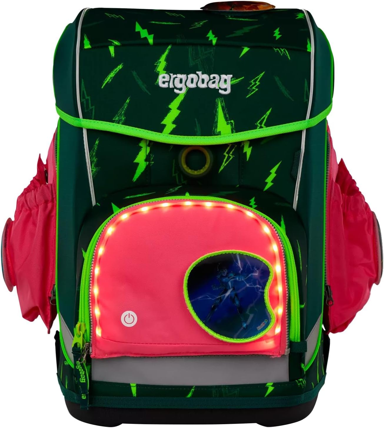 Fluo LED Seitentaschen-Set für Schulranzen, Einheitsgrösse Pink (Rosa)