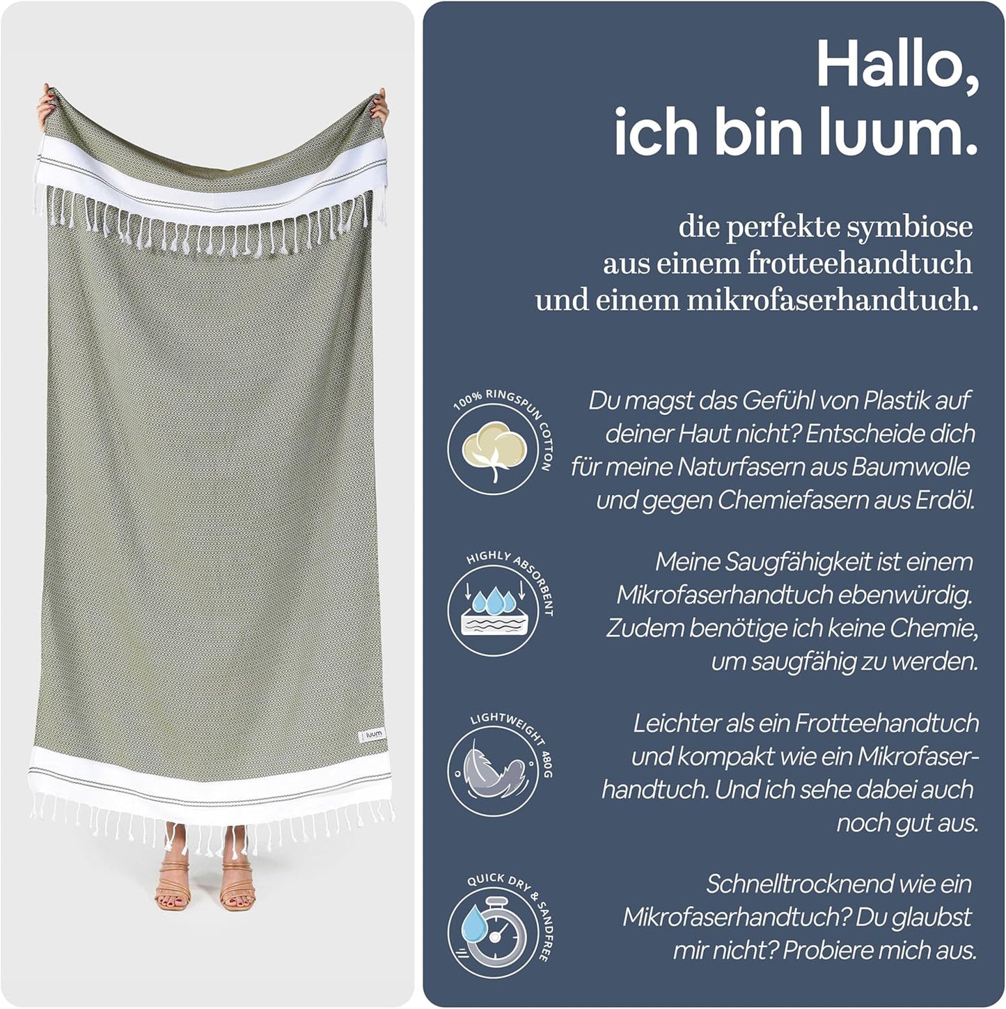 Hamamtuch, Single [95x200] Olive - 200