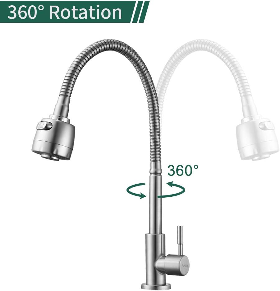 Küchenarmatur Schwenkbar, Gebürsteter-flexibler Küchenwasserhahn