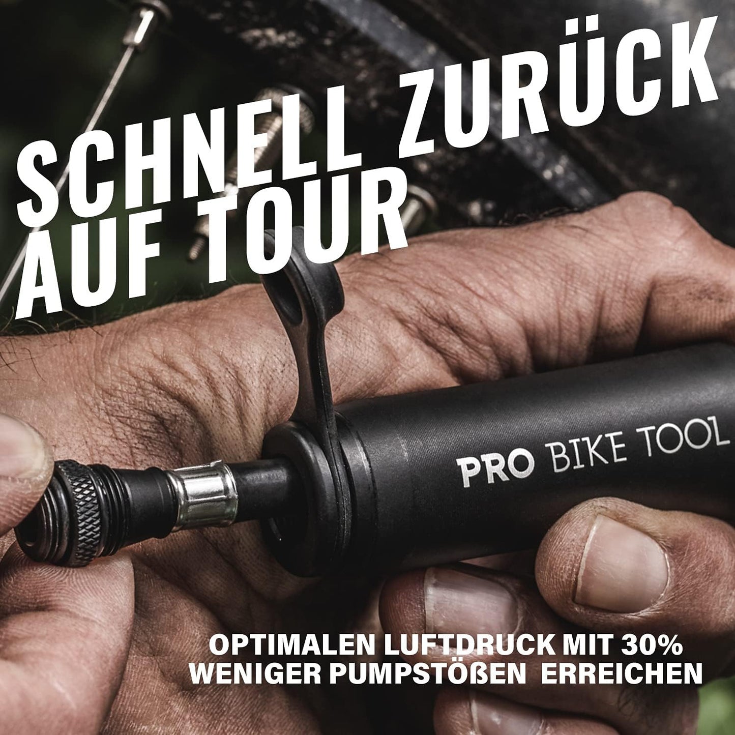 Mini-Fahrradpumpe für Presta- und Schrader-Ventile, Matt Schwarz