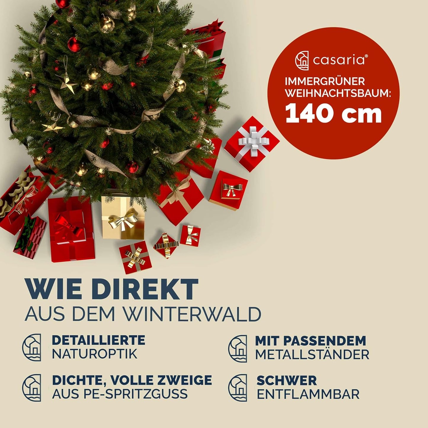 Künstlicher Weihnachtsbaum mit Ständer, Grün-mix 140 cm