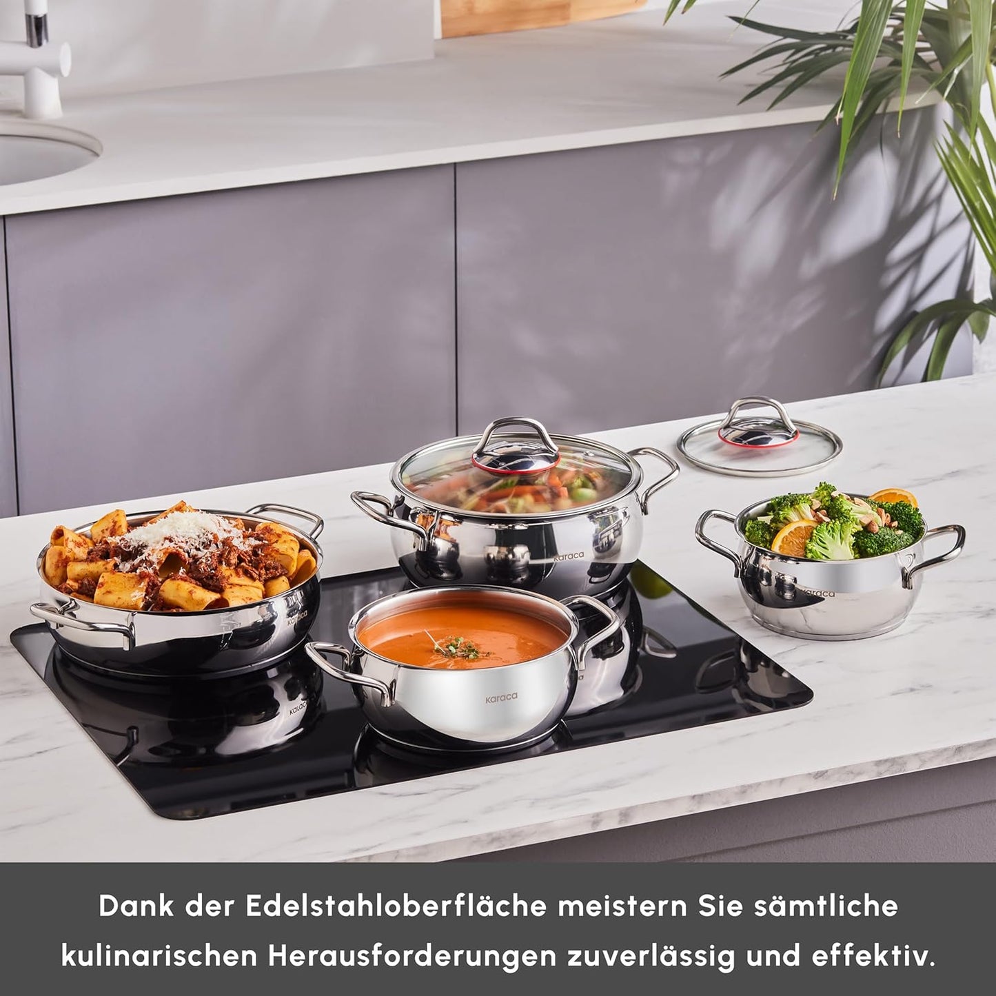 Emirgan 8-teiliges Topfset, Induktion, Medium Stahl