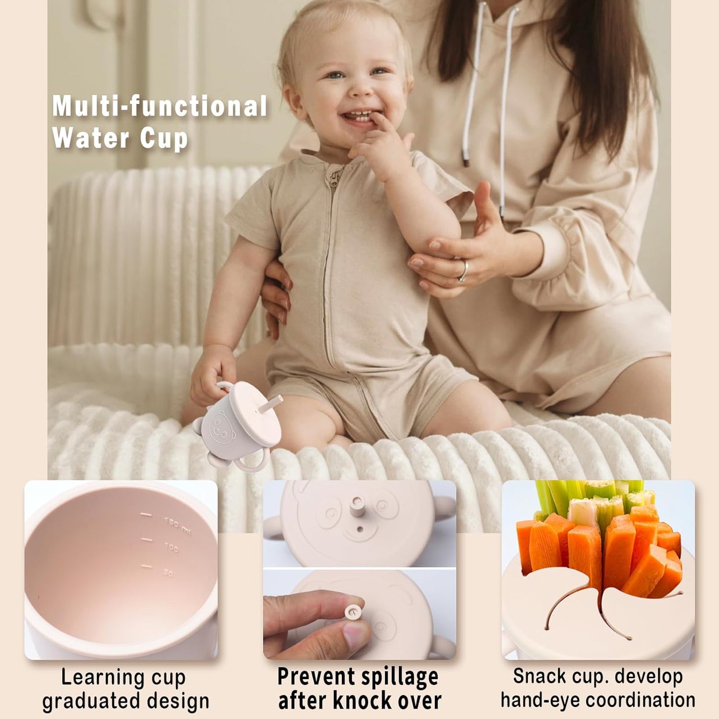 Silikon Baby-Geschirrset, Beige