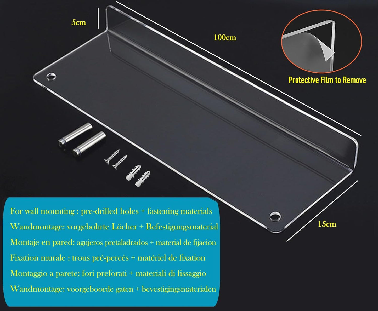 2-teiliges Wand-Prospekthalter Set, 2 Schichten 100cm | Transparent