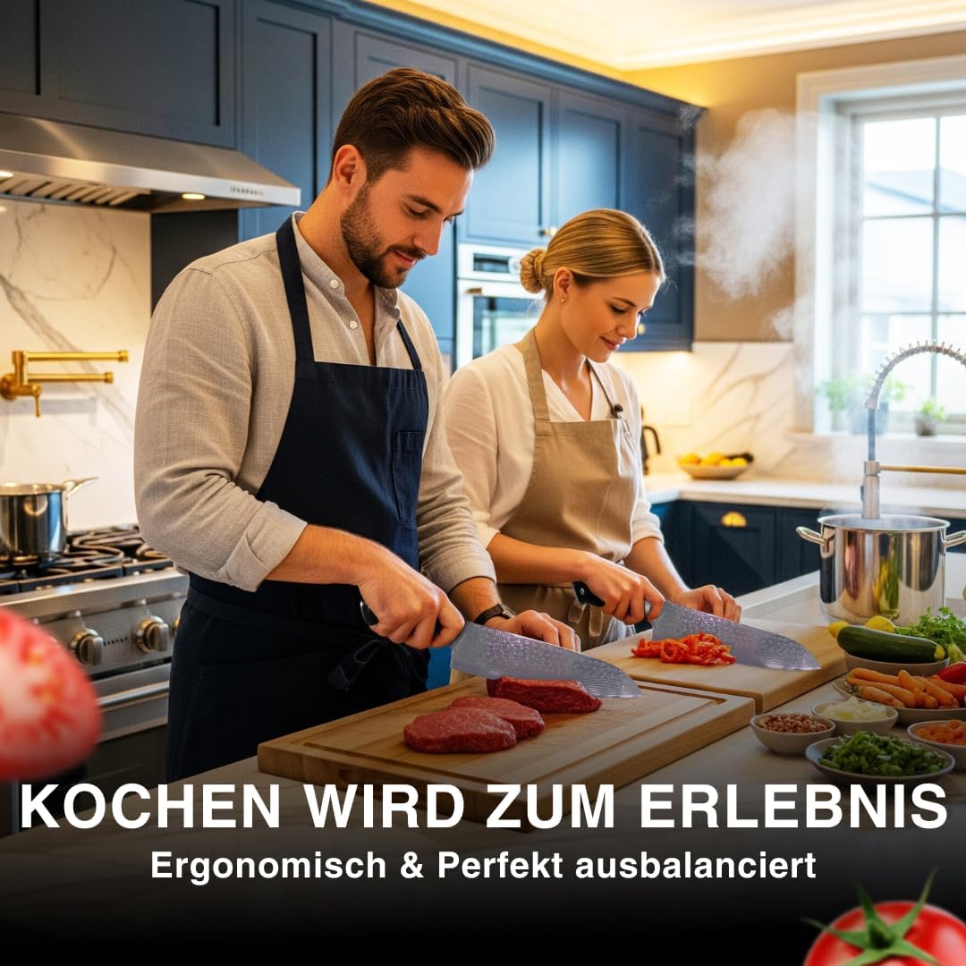 Damast Santokumesser mit VG10 Stahl, Damast Santokumesser 1.0