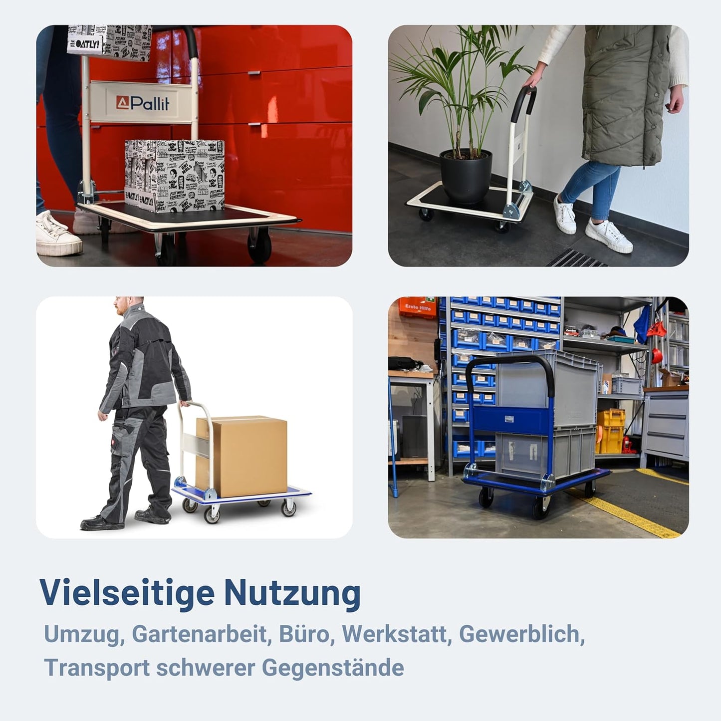 Klappbarer Transportwagen mit lenkbarer Luftbereifung