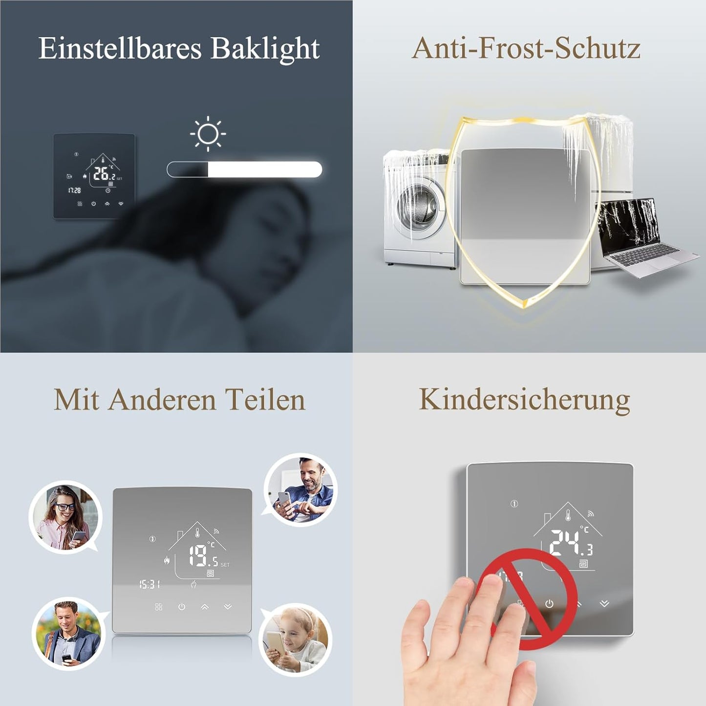 Smart Thermostat TGR85WIFI-WPB für Fussbodenheizung (WiFi-kompatibel), Gasheizkessel Thermostat 1Stk_WIFI