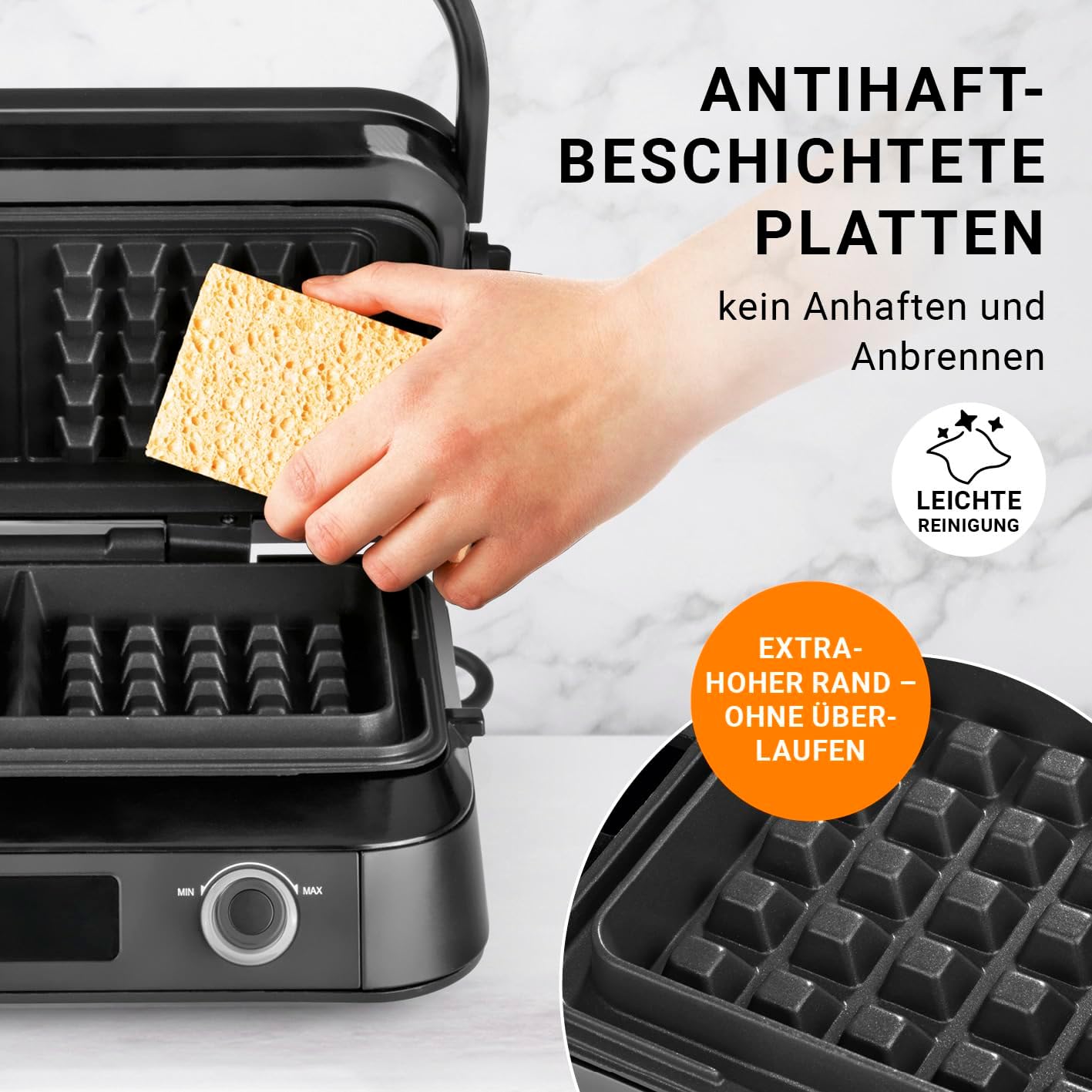 Midnight Edition Waffeleisen für Belgische Waffeln, 5 Programme
