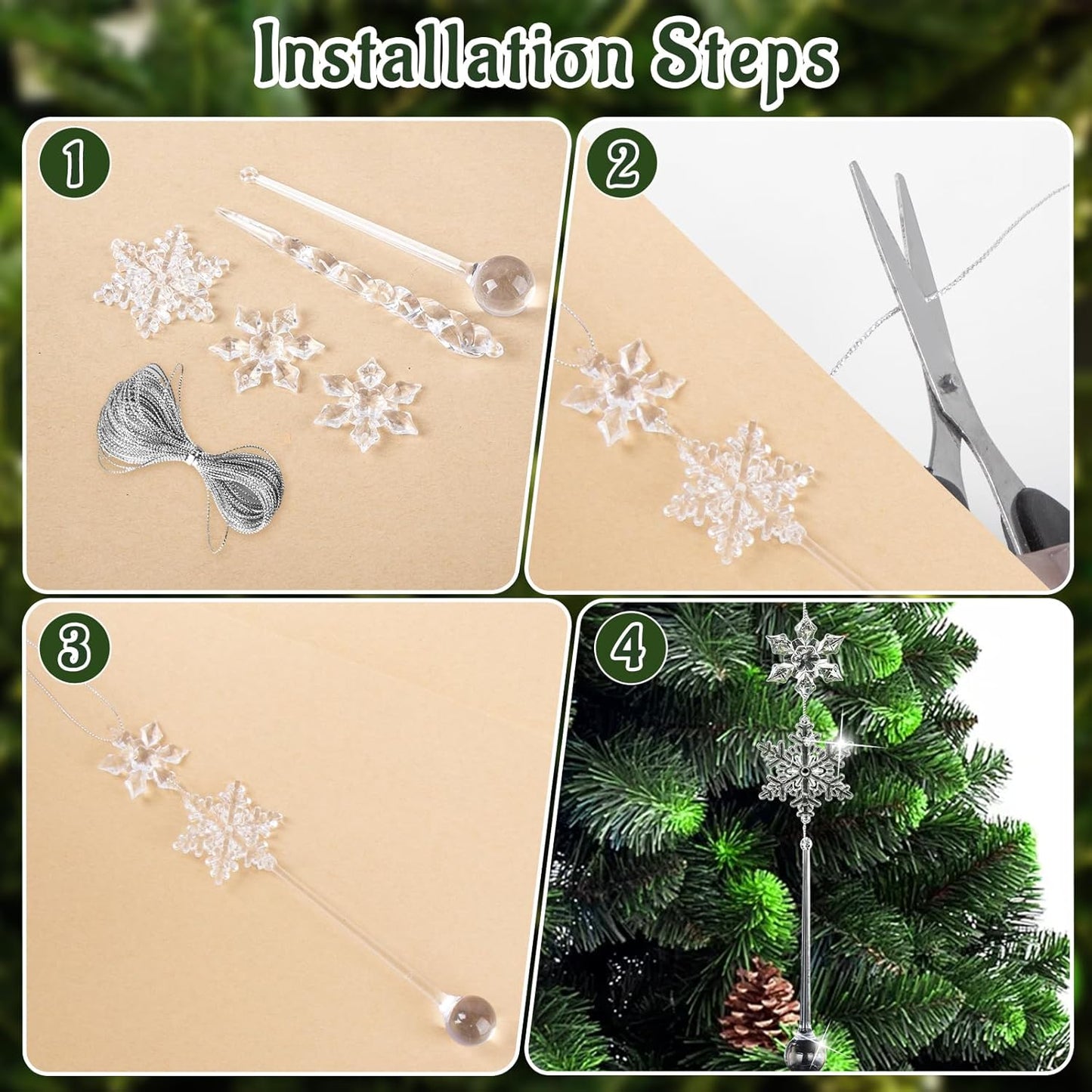 40-teiliges Weihnachtsbaumschmuckset Eiszapfen & Schneeflocke, A