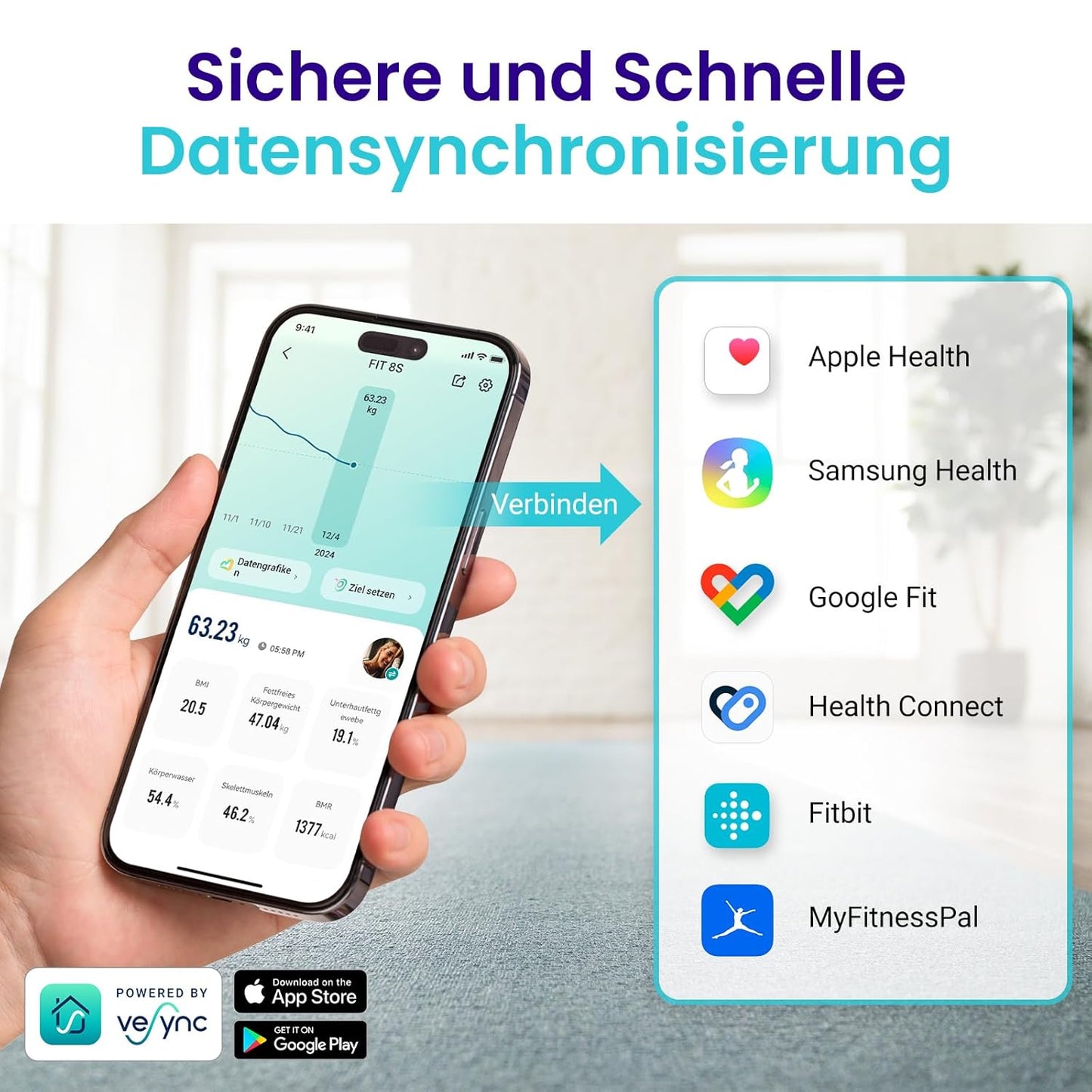 Digitale Personenwaage mit Körperanalyse, 13 Metriken Schwarz 180kg/0.05kg