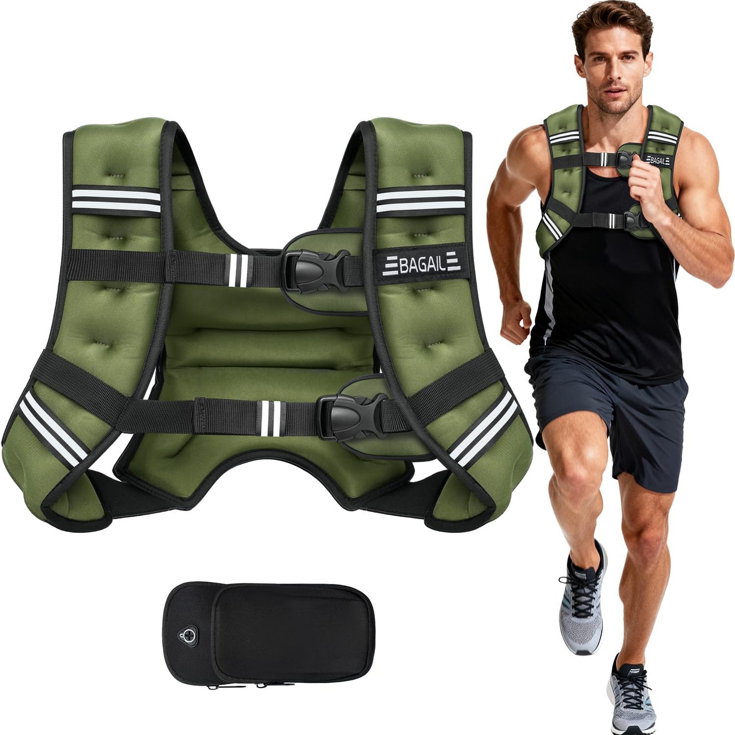 Gewichtsweste für Krafttraining, Grün 11.4kg/25lb